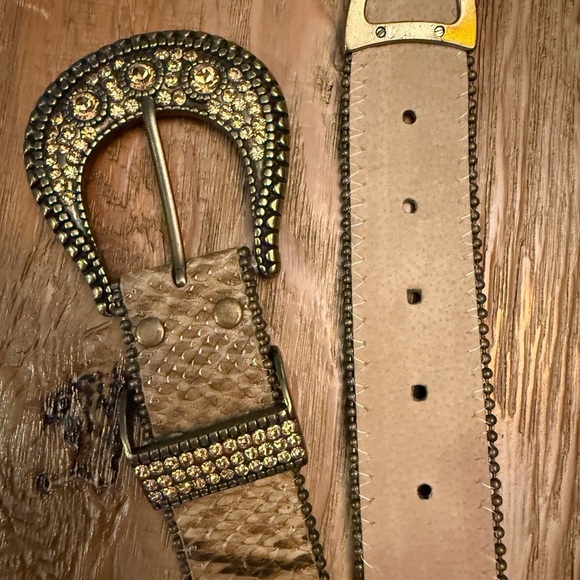 Chico\'s Gold Bronze Studded Bling Embellished Belt western rodeo, cowboy glam main image 6